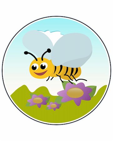 simsearch:400-08046771,k - Happy bee and flowers - funny vector illustration Stock Photo - Budget Royalty-Free & Subscription, Code: 400-04853513