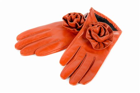 simsearch:400-06462603,k - Red modern female leather rose gloves isolated on a white Stock Photo - Budget Royalty-Free & Subscription, Code: 400-04853549