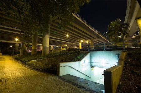 flyover images in lighting - traffic night in city and subway in hong kong Stock Photo - Budget Royalty-Free & Subscription, Code: 400-04853611