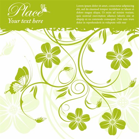 simsearch:400-04869919,k - Grunge floral frame with butterfly, element for design, vector illustration Stock Photo - Budget Royalty-Free & Subscription, Code: 400-04853714