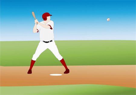 Illustration of baseball player on the field - vector Stockbilder - Microstock & Abonnement, Bildnummer: 400-04853734