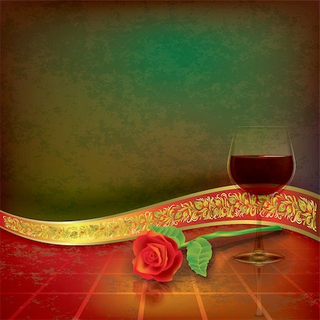 abstract grunge illustration with wine glass and gift ribbon Stock Photo - Budget Royalty-Free & Subscription, Code: 400-04853931