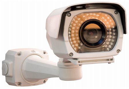 surveillance camera - Gray security camera isolated with clipping path Photographie de stock - Aubaine LD & Abonnement, Code: 400-04864049