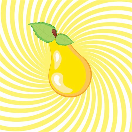 simsearch:400-04402673,k - Appetizing ripe pear. Illustration on an abstract yellow background Fotografie stock - Microstock e Abbonamento, Codice: 400-04864060