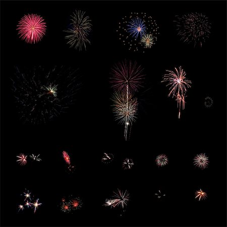 simsearch:400-04419970,k - Different fireworks over a dark background Stock Photo - Budget Royalty-Free & Subscription, Code: 400-04864083