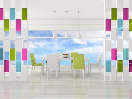 elegant tv room - 3d rendering interior of the modern dining room Foto de stock - Super Valor sin royalties y Suscripción, Código: 400-04864261