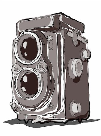 Old Twin Lens Vintage Camera Drawing Photographie de stock - Aubaine LD & Abonnement, Code: 400-04864384