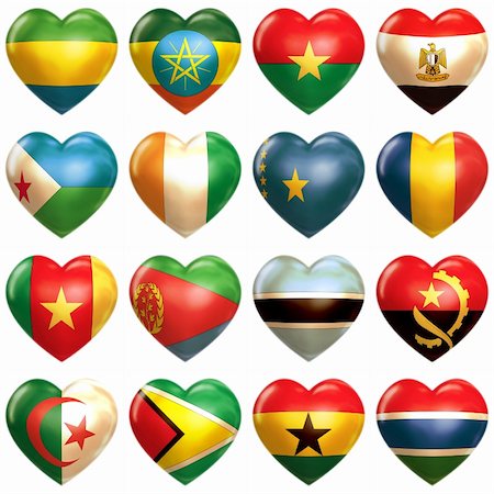 African Hearts set isolated on white Stock Photo - Budget Royalty-Free & Subscription, Code: 400-04864398