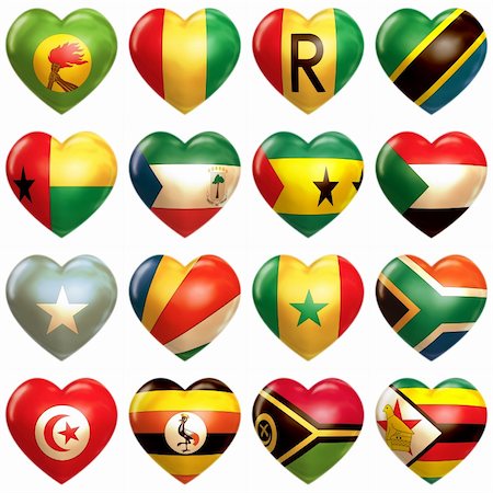 African Hearts set isolated on white Stock Photo - Budget Royalty-Free & Subscription, Code: 400-04864399