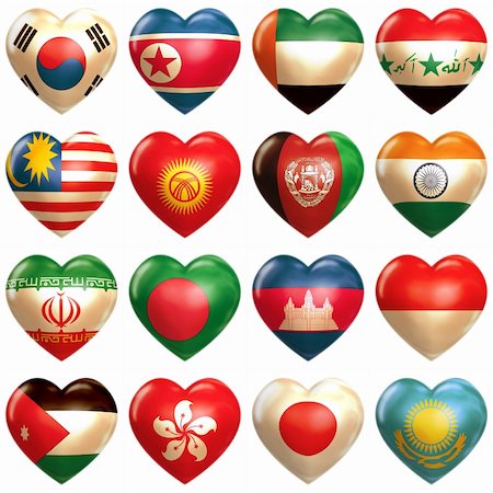 simsearch:400-09097931,k - Asian Hearts set isolated on white Fotografie stock - Microstock e Abbonamento, Codice: 400-04864407