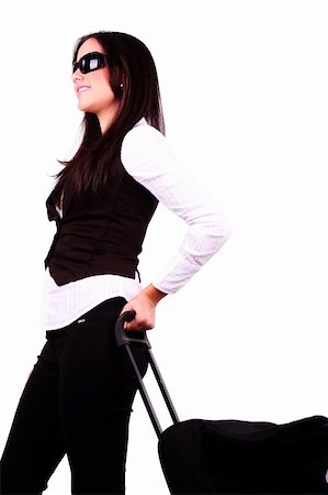 dacasdo (artist) - beautiful business girl with a travel bag over white background Foto de stock - Super Valor sin royalties y Suscripción, Código: 400-04864459