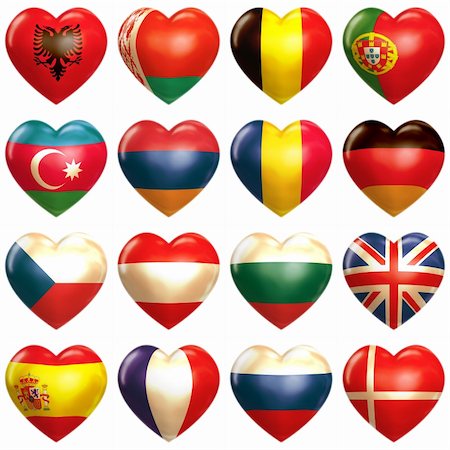 European Hearts set isoalted on white Stock Photo - Budget Royalty-Free & Subscription, Code: 400-04864462