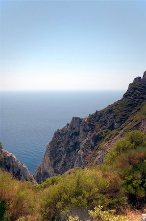 Grassy cliffs near Angelokastro stronghold and around Corfu, Greece Stock Photo - Budget Royalty-Free & Subscription, Code: 400-04864967