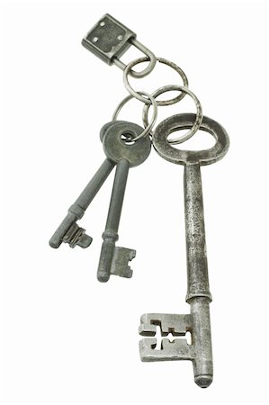 Old keys of mixed sizes with mini pad lock Stock Photo - Budget Royalty-Free & Subscription, Code: 400-04865087