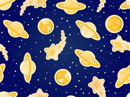 stars cartoon galaxy - one color blue cosmic seamless pattern with planets and stars Stock Photo - Budget Royalty-Free & Subscription, Code: 400-04865213