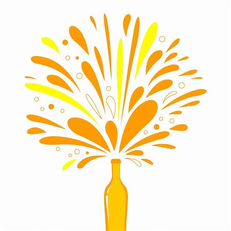 Orange splash wine or champagne. Vector Illustration Stock Photo - Budget Royalty-Free & Subscription, Code: 400-04865317