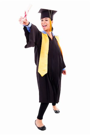 Stock image of happy female graduate, isolated on white background Stock Photo - Budget Royalty-Free & Subscription, Code: 400-04865336