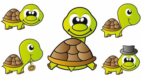set of little happy turtles isolated over white background Photographie de stock - Aubaine LD & Abonnement, Code: 400-04865436