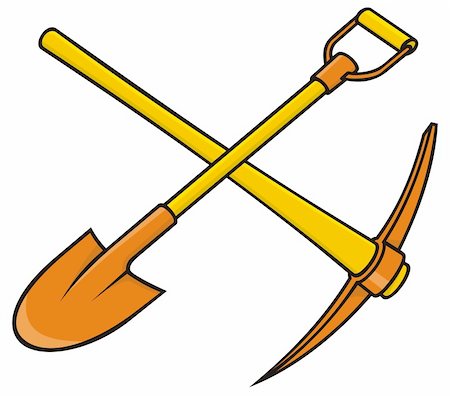 fractal (artist) - Crossed yellow and orange pickaxe and shovel icon on white background. Stock Photo - Budget Royalty-Free & Subscription, Code: 400-04865521