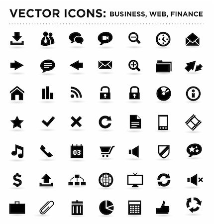 simsearch:400-04289956,k - Set of black stylish modern business internet finance icons, vector illustration, easy to edit Stock Photo - Budget Royalty-Free & Subscription, Code: 400-04865589
