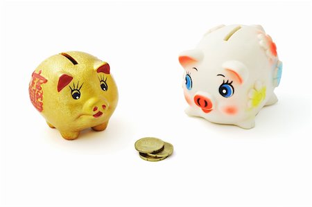 simsearch:400-07574972,k - Competition between two piggy banks over possession of coins Stock Photo - Budget Royalty-Free & Subscription, Code: 400-04865706