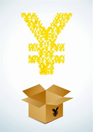 Illustration of a cardboard box with yen Stockbilder - Microstock & Abonnement, Bildnummer: 400-04865939