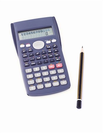 subtracting - Scientific calculator and pencil on white background Stock Photo - Budget Royalty-Free & Subscription, Code: 400-04866160