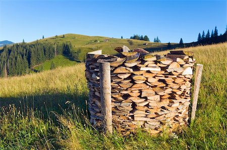 simsearch:400-05730584,k - firewood stack on summer mountain farmyard  (Carpathian, Ukraine) Stock Photo - Budget Royalty-Free & Subscription, Code: 400-04866517