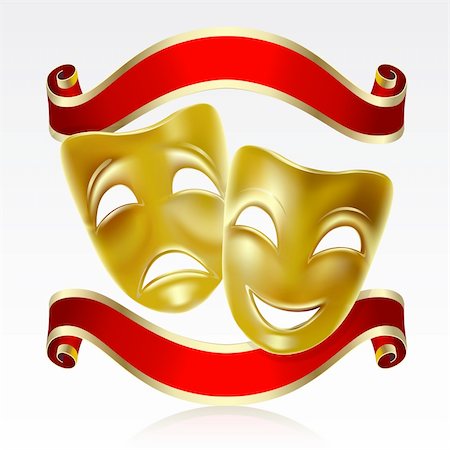 Theatrical mask with a red ribbon. Mesh. Stock Photo - Budget Royalty-Free & Subscription, Code: 400-04866582