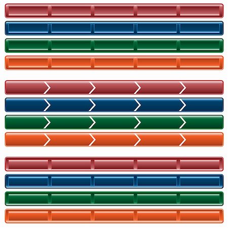 Web button navigation bars, 3 different sets in 4 colors. Isolated on white. Photographie de stock - Aubaine LD & Abonnement, Code: 400-04866643