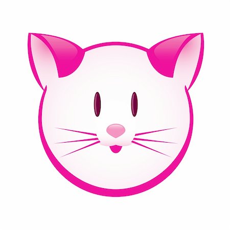 Cartoon gay pink kitty. Illustration for design on white background Stock Photo - Budget Royalty-Free & Subscription, Code: 400-04866762