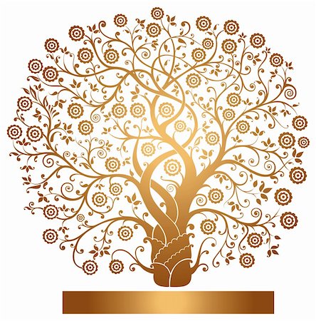 Beautiful vector gold tree Stock Photo - Budget Royalty-Free & Subscription, Code: 400-04867089