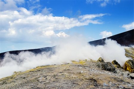 Sulfur smoke, Vulcano island, Lipary, Sicily Stock Photo - Budget Royalty-Free & Subscription, Code: 400-04867806