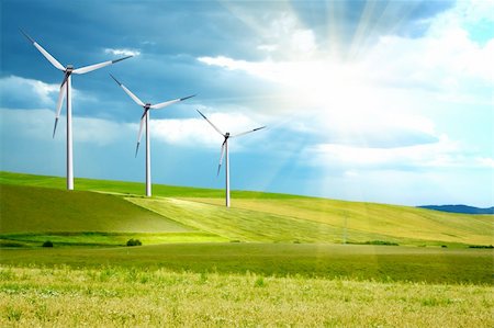 simsearch:400-05877544,k - Wind turbines farm on green island Stock Photo - Budget Royalty-Free & Subscription, Code: 400-04868082