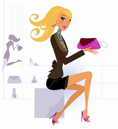 simsearch:400-04160265,k - Cute blond girl in shopping center / mall. Vector Illustration. Stock Photo - Budget Royalty-Free & Subscription, Code: 400-04868104