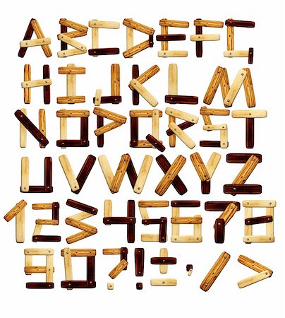 simsearch:400-04624185,k - Alphabet - letters from wooden boards. Isolated over white Stock Photo - Budget Royalty-Free & Subscription, Code: 400-04868146