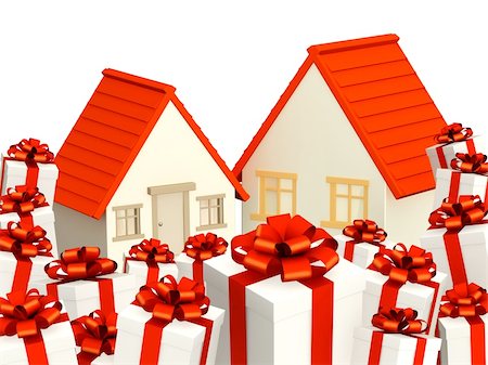 simsearch:400-04285690,k - Two houses and gifts. Isolated over white Stock Photo - Budget Royalty-Free & Subscription, Code: 400-04868147