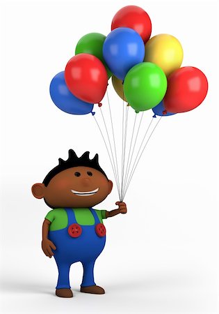 cute afro-american boy with balloons; high quality 3d illustration Stock Photo - Budget Royalty-Free & Subscription, Code: 400-04868602