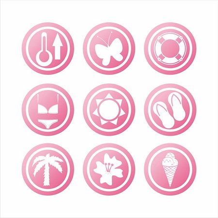 pink flip flops beach - set of 9 pink beach signs Stock Photo - Budget Royalty-Free & Subscription, Code: 400-04868620