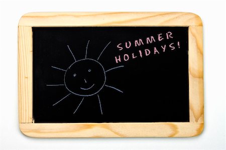 summer text message - a chalkboard with a sun and the note for summer holidays Foto de stock - Super Valor sin royalties y Suscripción, Código: 400-04868819