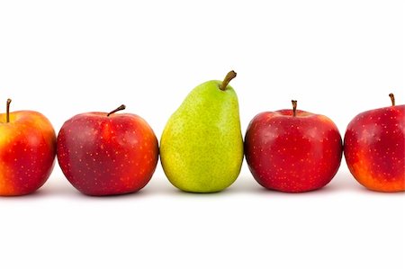 five green apple picture - Line of fruits - pear and apples on white background Stock Photo - Budget Royalty-Free & Subscription, Code: 400-04868812