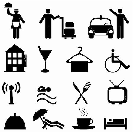 Hotel and hospitality icon set in black Stock Photo - Budget Royalty-Free & Subscription, Code: 400-04868934