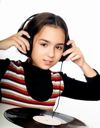 deejay (female) - photo portrait of beautiful preschool child with headphones Stock Photo - Budget Royalty-Free & Subscription, Code: 400-04869757