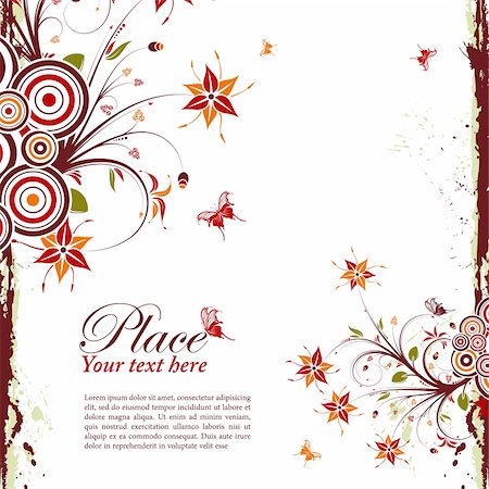 simsearch:400-04869919,k - Grunge decorative floral frame with butterfly, element for design, vector illustration Foto de stock - Super Valor sin royalties y Suscripción, Código: 400-04869913