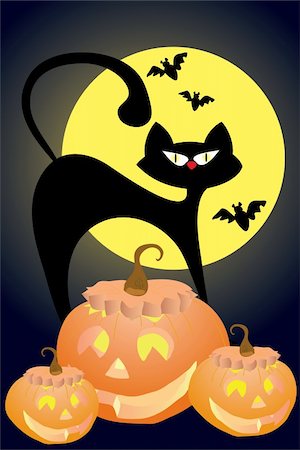 simsearch:400-04236303,k - Halloween vector illustration (silhouettes in the moonlight) Fotografie stock - Microstock e Abbonamento, Codice: 400-04860296