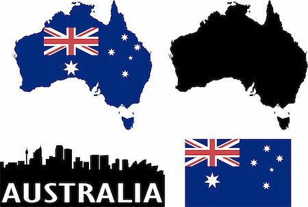 Australia maps and flag- vector Fotografie stock - Microstock e Abbonamento, Codice: 400-04860762