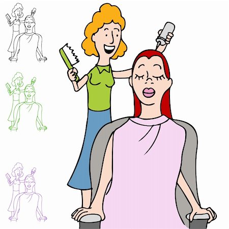 sitting colouring cartoon - An image of a woman in a hair salon getting a hair coloring. Stock Photo - Budget Royalty-Free & Subscription, Code: 400-04860784