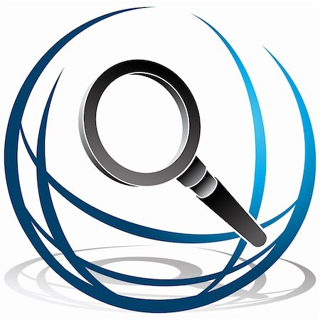 An image of a globe and magnifying glass search icon. Stock Photo - Budget Royalty-Free & Subscription, Code: 400-04860786