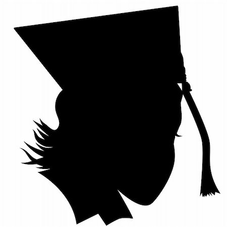 An image of a female graduate with hat silhouette. Stock Photo - Budget Royalty-Free & Subscription, Code: 400-04860782