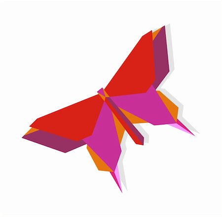 simsearch:400-04283156,k - Single origami spring butterfly in vivid color palette. Stock Photo - Budget Royalty-Free & Subscription, Code: 400-04860896